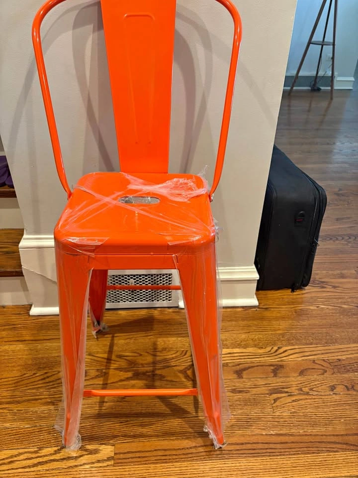 Orange bar stool with back