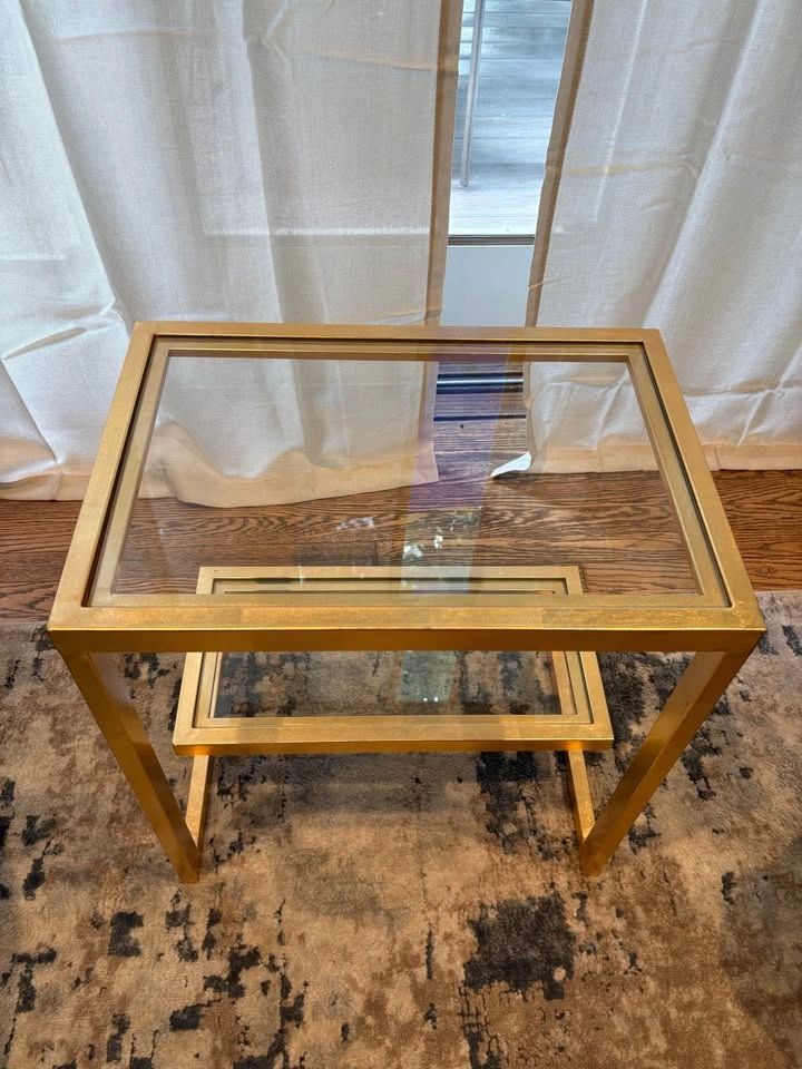 Gold and glass side table - photo 2
