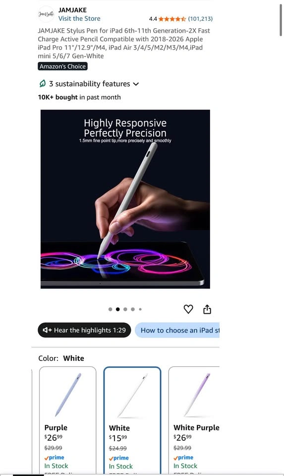 Stylus Pen for iPad 6th-11th Gen - Fast Charge Active Pencil - photo 2