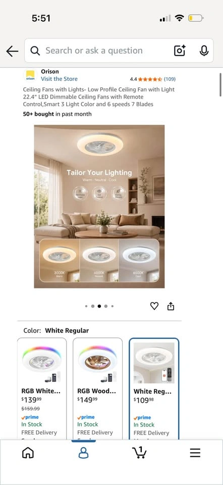 22.4" Low Profile LED Dimmable Ceiling Fan with Remote - photo 3