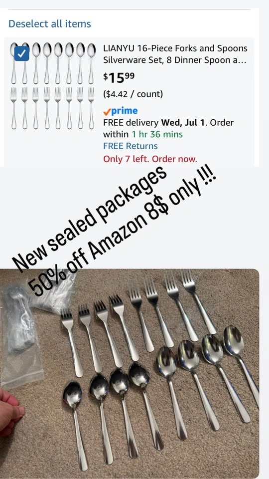 16-Piece Stainless Steel Forks and Spoons Set - photo 2