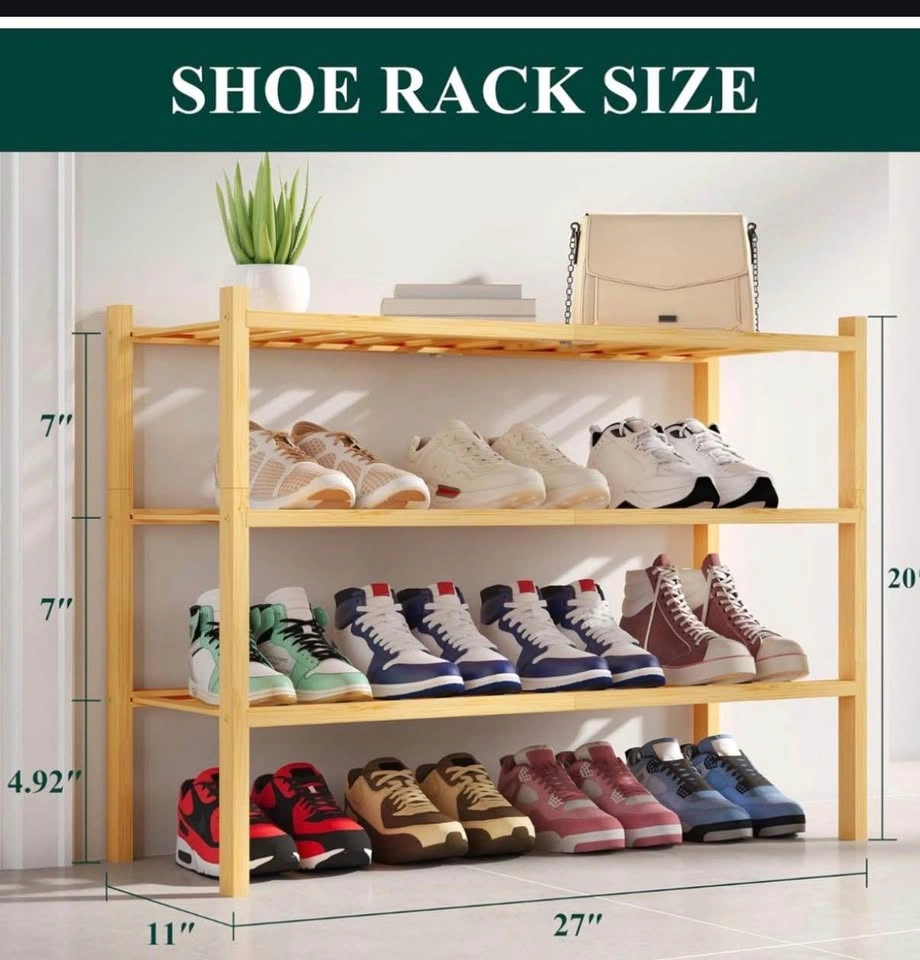 3-Tier Bamboo Shoe Rack Storage Organizer - photo 5