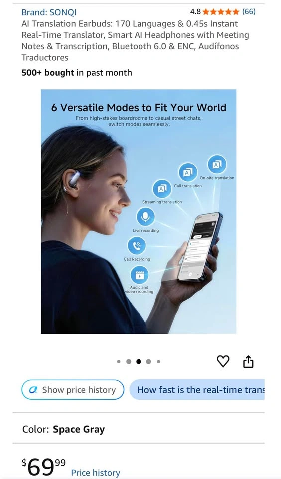AI Translation Earbuds: 170 Languages & 0.45s Real-Time - photo 5