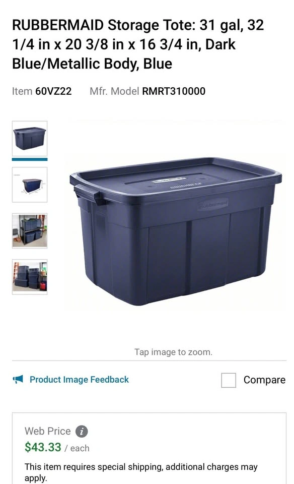Rubbermaid Roughneck Storage Box, 31 Gal, Dark Indigo - photo 3