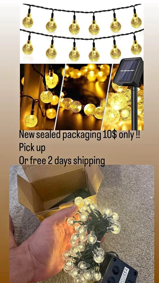 Solar String Lights Outdoor Waterproof 50LED Crystal Globe