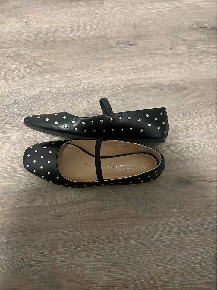 Pleather studded ballet flats