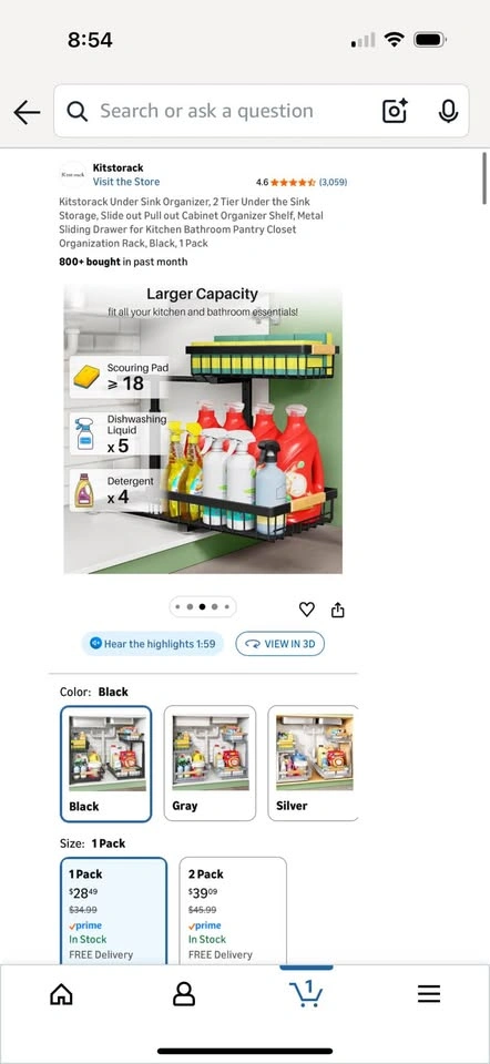 2 Tier Under Sink Organizer Slide Out Cabinet Shelf - photo 3