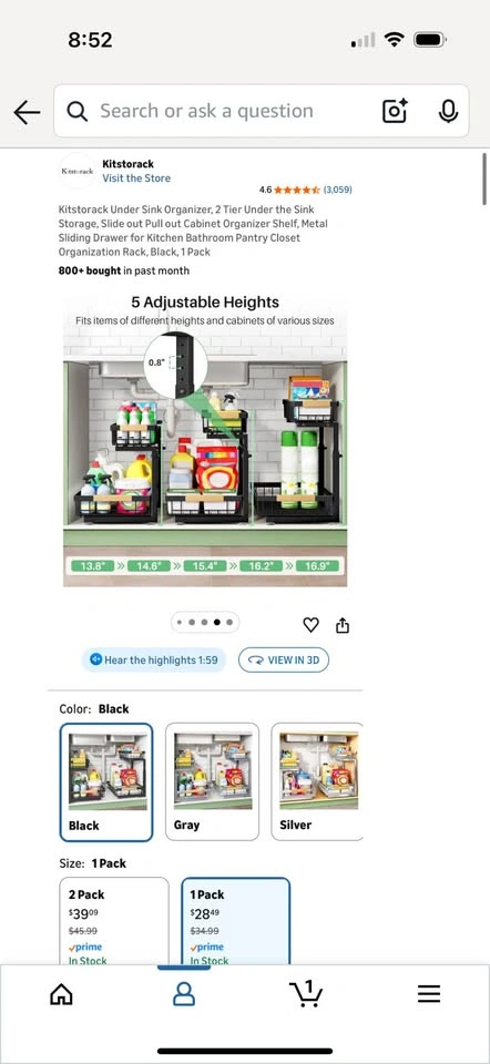 2 Tier Under Sink Organizer Slide Out Cabinet Shelf - photo 5