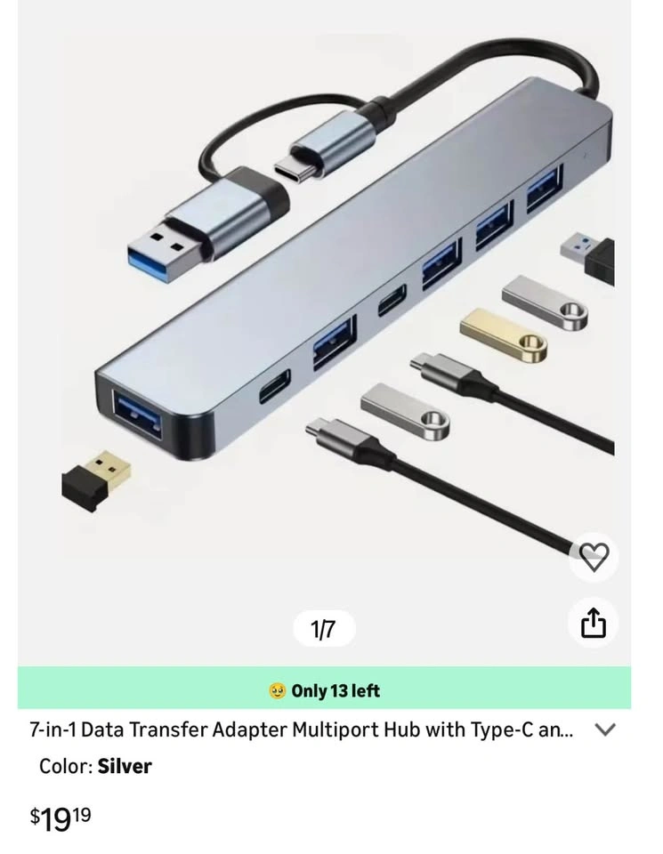 7-in-1 USB C Hub, 5V Power Mode, High-Speed Data Transfer - photo 2