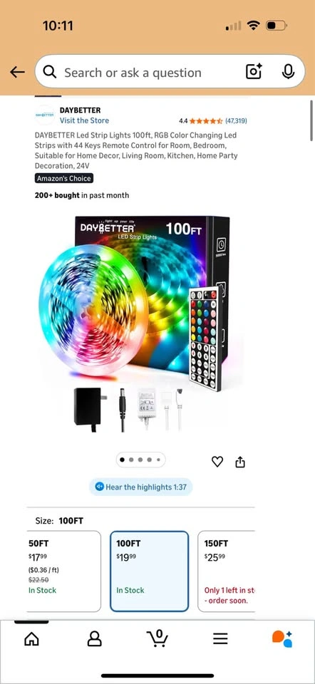 100 ft LED Lights for Bedroom Music Sync RGB Strip Lights - photo 2