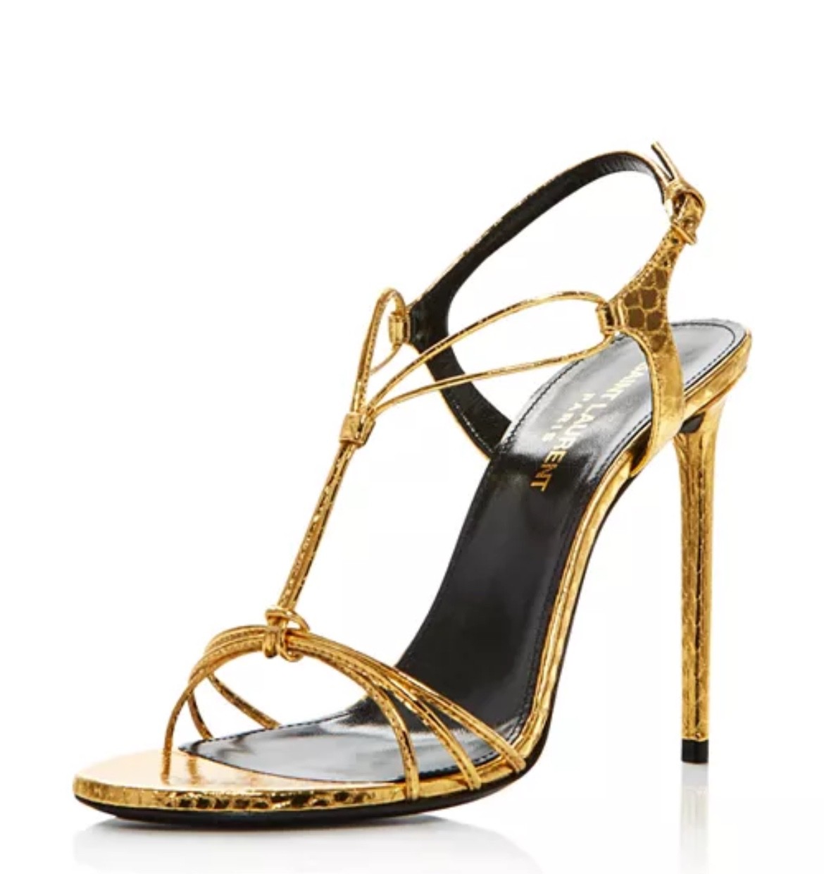 Saint Laurent Robin 105 Strappy Snakeskin Sandals