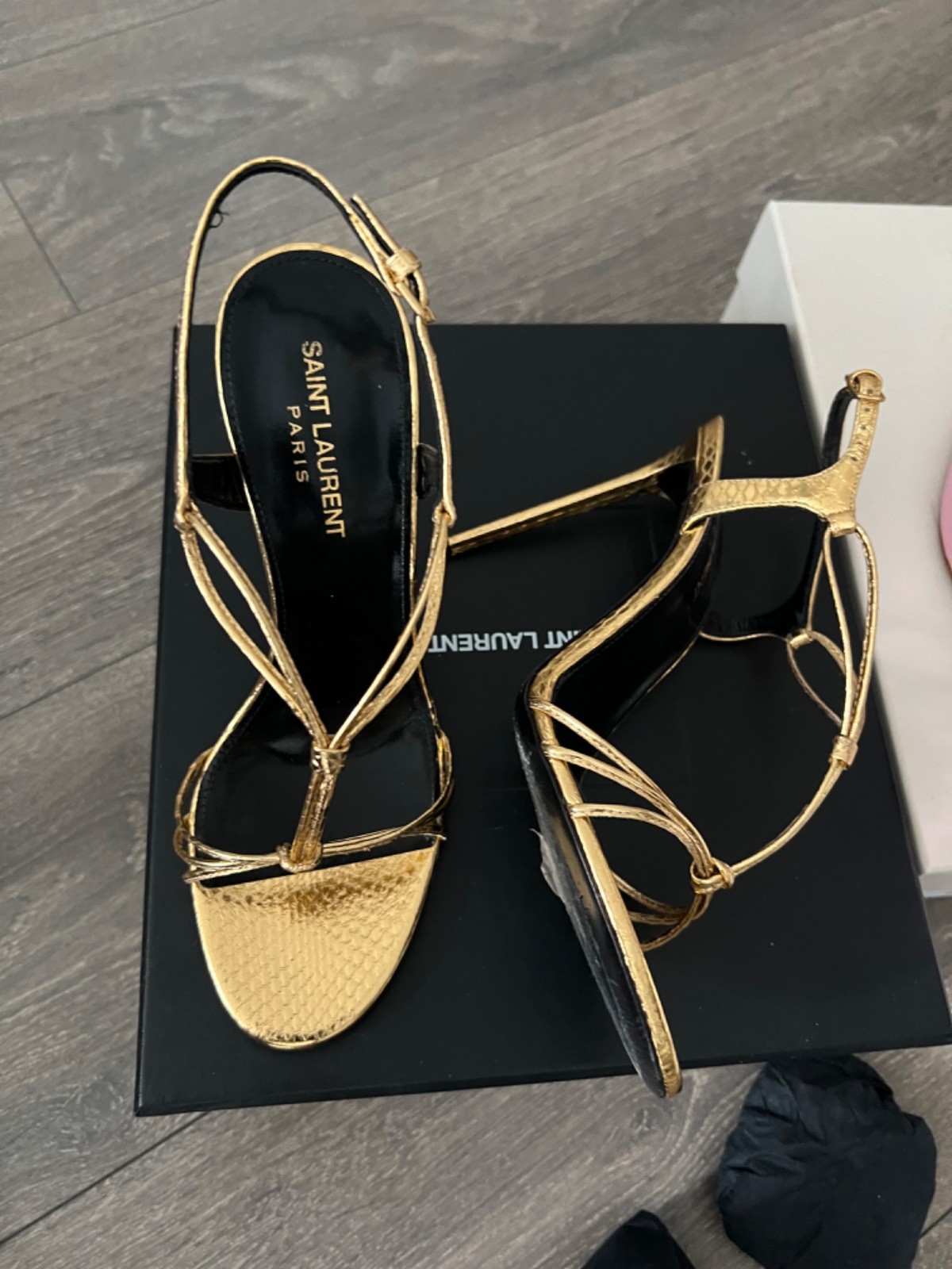 Saint Laurent Robin 105 Strappy Snakeskin Sandals - photo 2