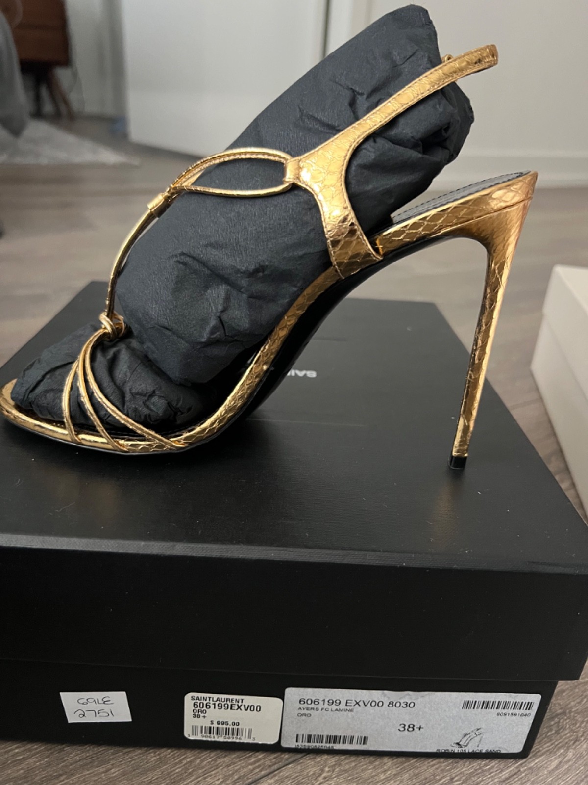 Saint Laurent Robin 105 Strappy Snakeskin Sandals - photo 5