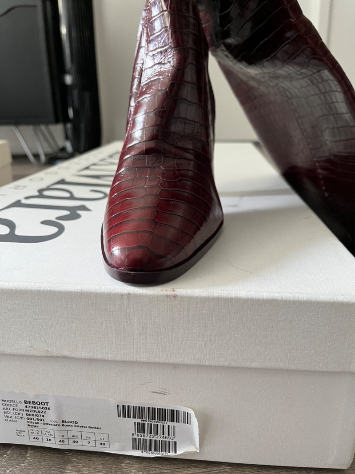 Max Mara over the knee croc boots - blood - photo 3