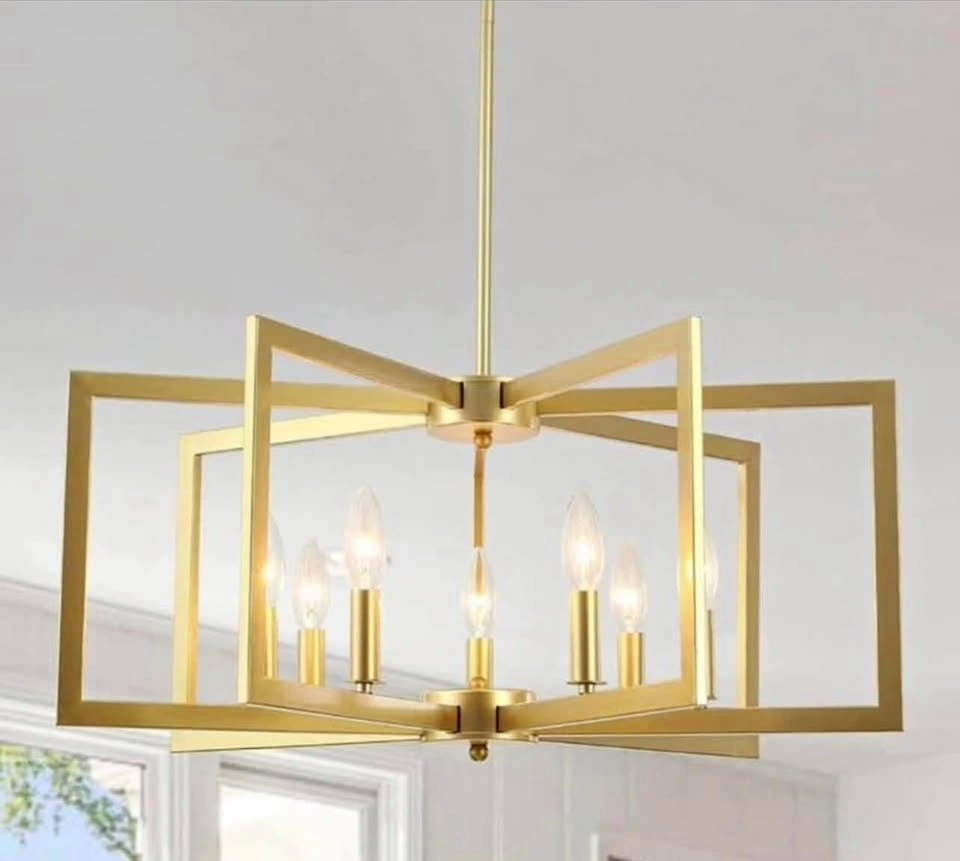 New 7 Light Gold Geometric Chandelier