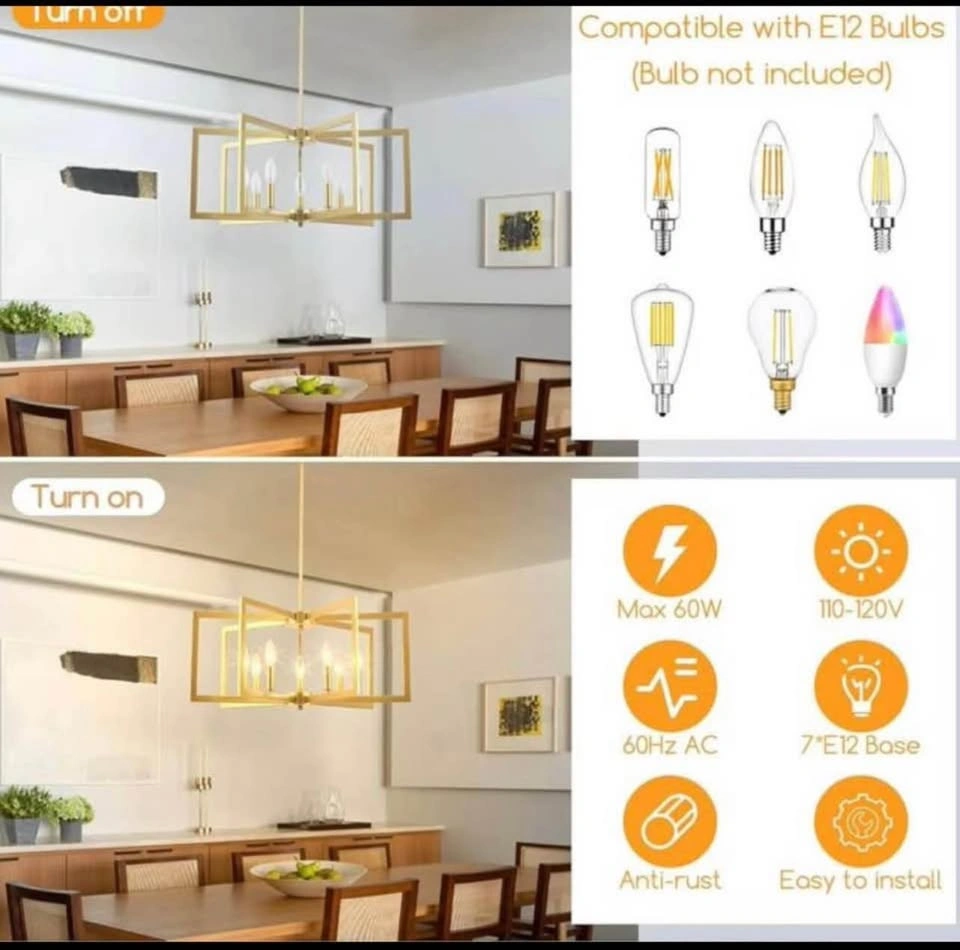New 7 Light Gold Geometric Chandelier - photo 3