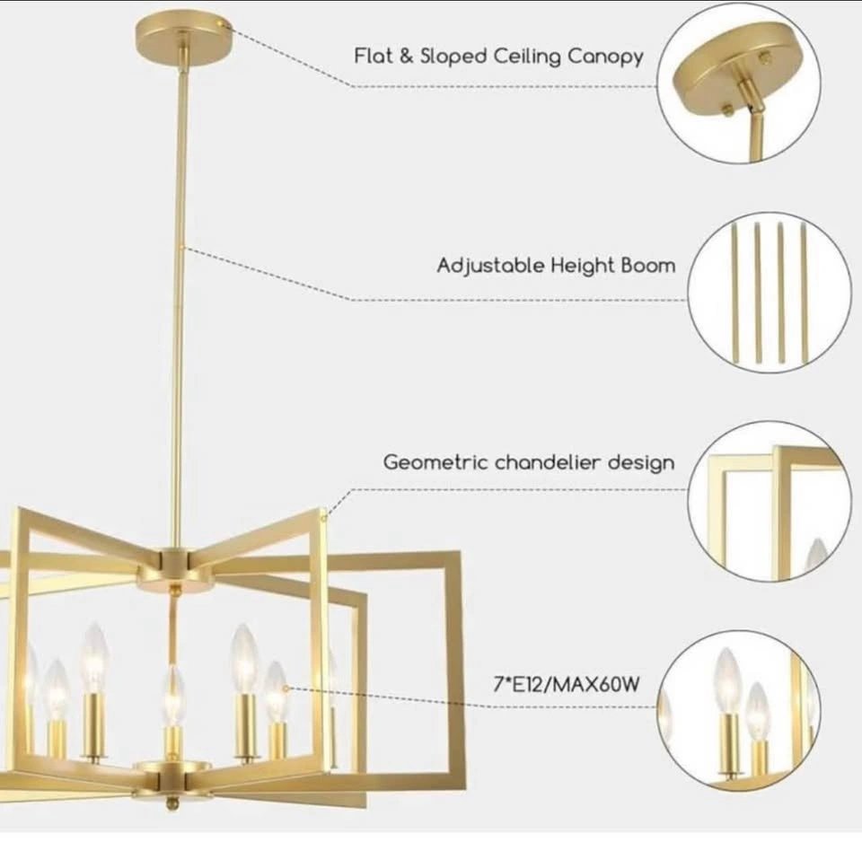 New 7 Light Gold Geometric Chandelier - photo 4