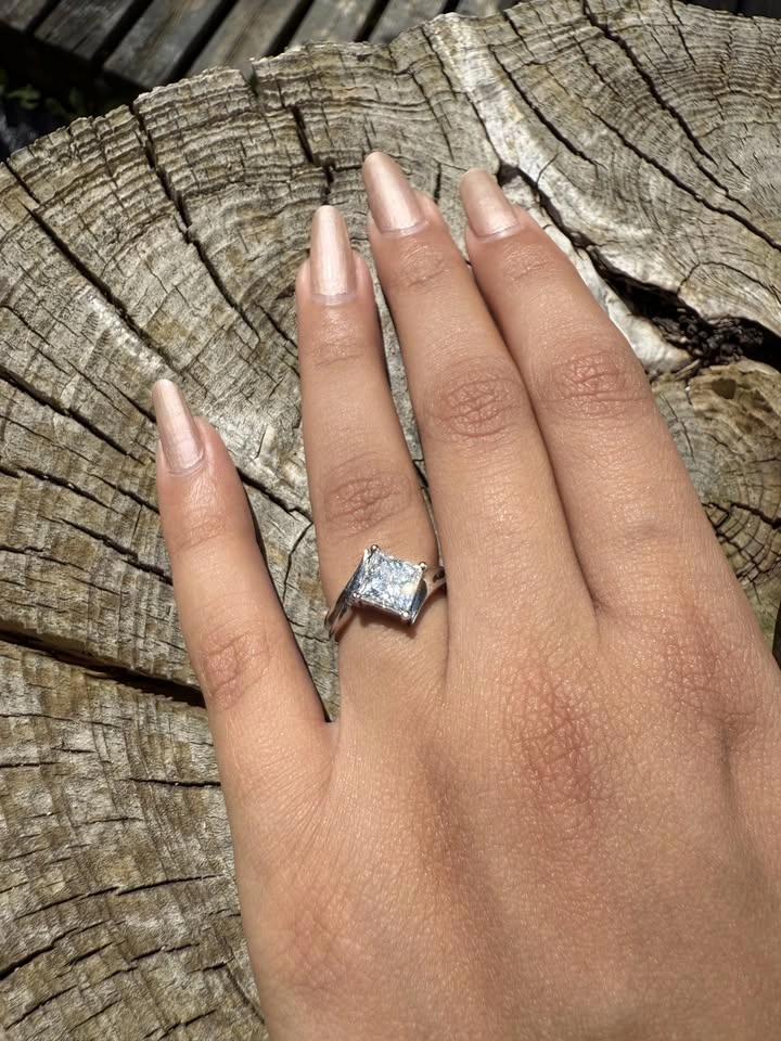 2ct Princess Cut Moissanite Engagement Ring Sterling Silver 925 - photo 2