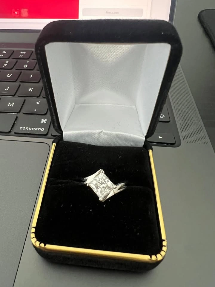 2ct Princess Cut Moissanite Engagement Ring Sterling Silver 925 - photo 3