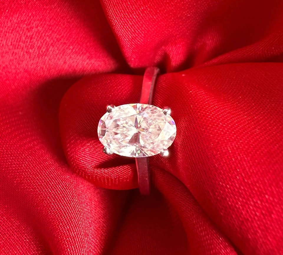 1.5ct Oval Solitaire Engagement Ring Moissanite Sterling Silver