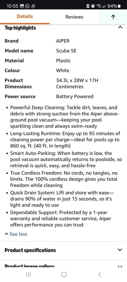 Aiper SCuba Sr cordless Robotic pool cleaner - photo 4