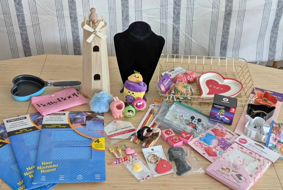Charms, stamps, craft supply, Fiskars, Wilton etc