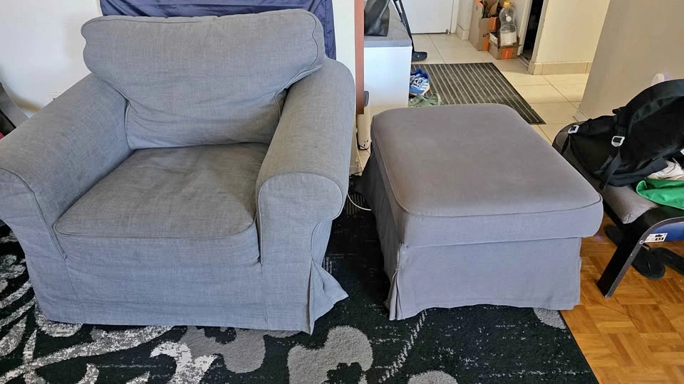 Sofa with footstool
