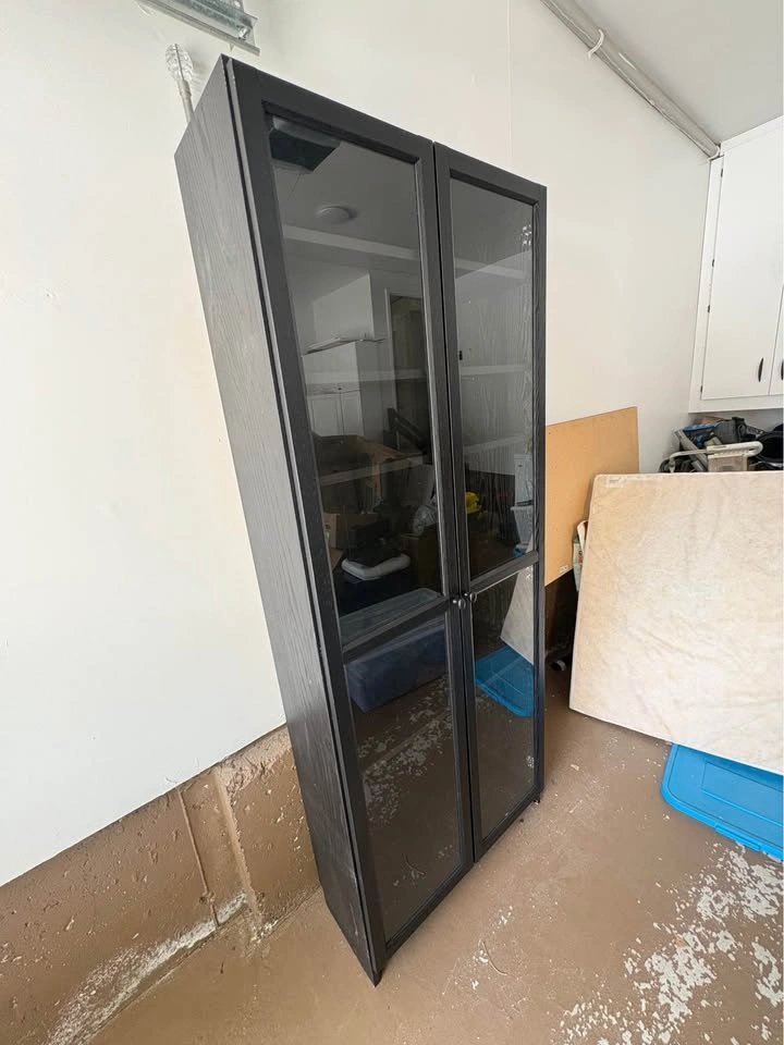IKEA BILLY Bookcase with Glass Doors - Black Brown - photo 2