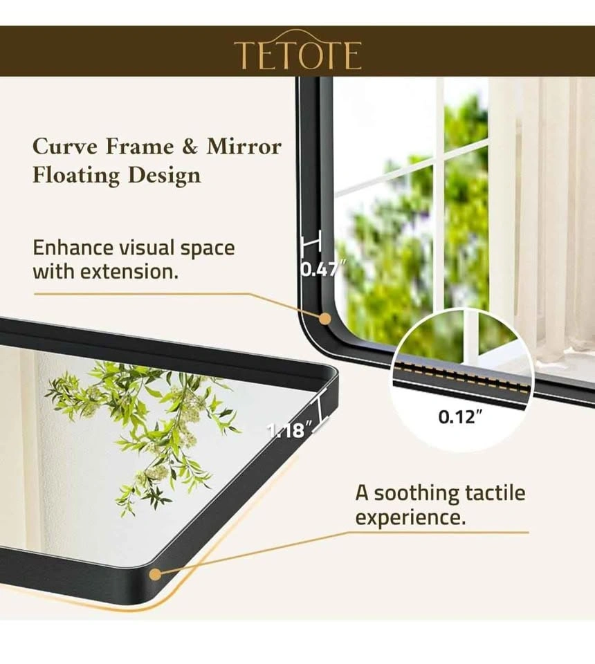 TETOTE 30 x 36 Inch Black Vanity Mirror - photo 3