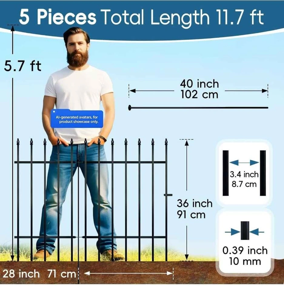 Brand New 5-Panel Metal Garden Fence (11.6ft Total, 36”H x 28”W) - photo 4