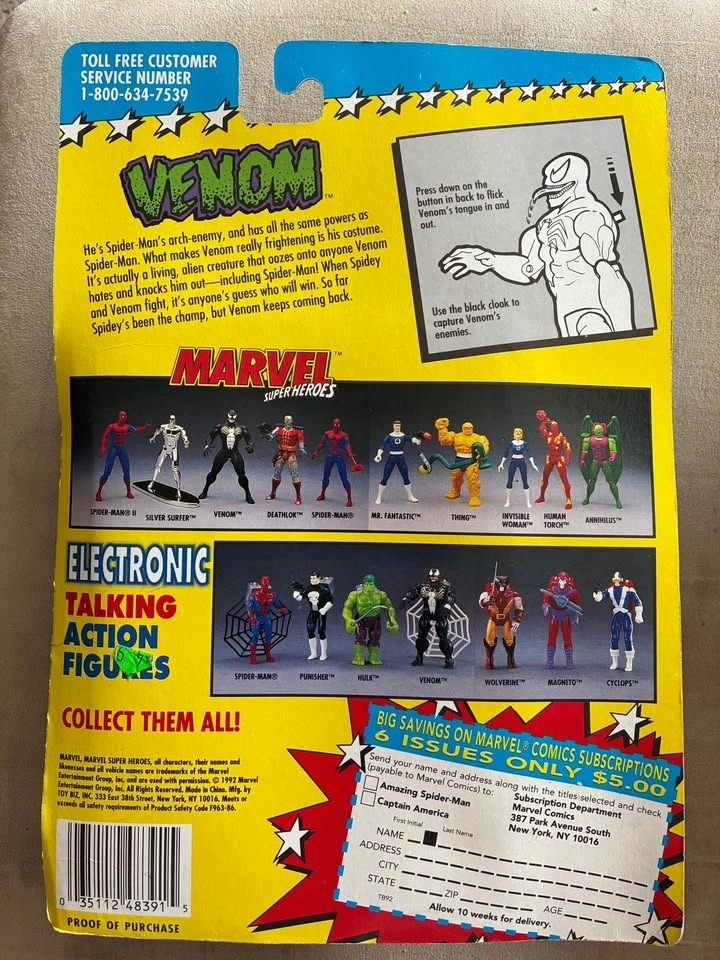 1992 Venom Action Figure - Marvel Super Heroes: Cosmic Defenders - photo 2