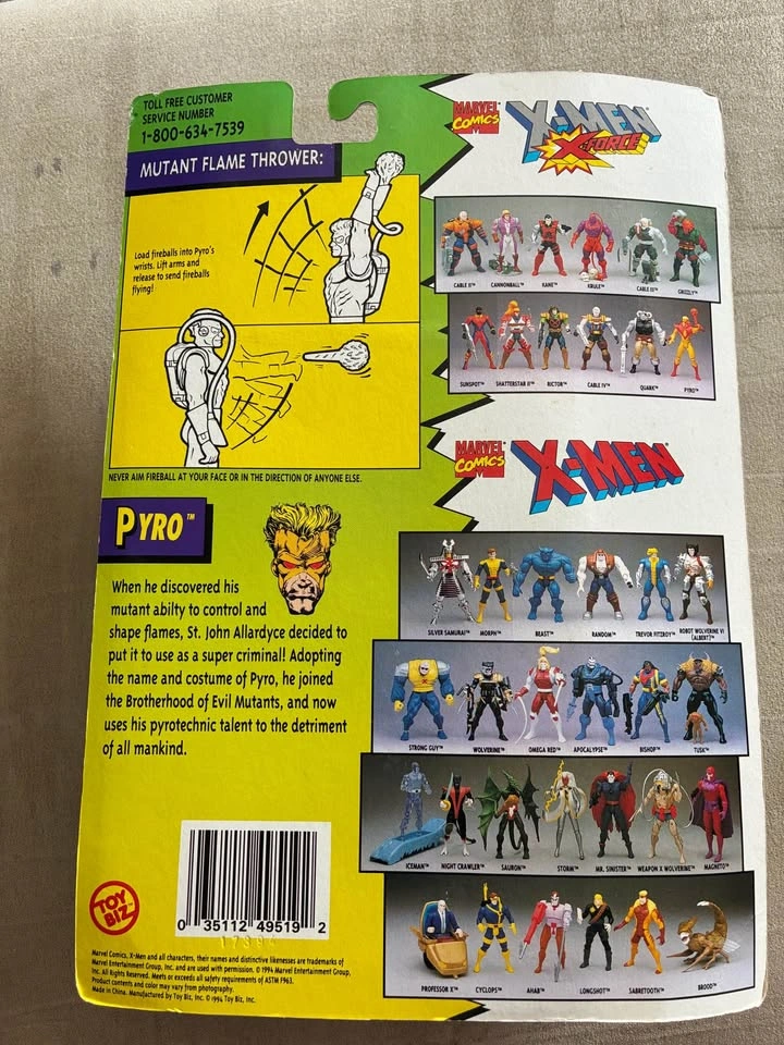 Vintage 1994 Toy Biz Marvel X-Men Pyro Action Figure - photo 2