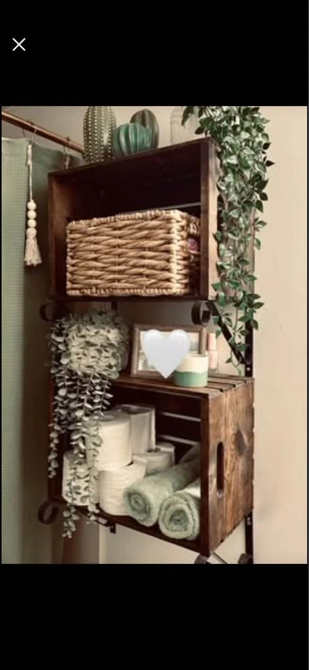 Custom stained wooden crate shelves - photo 2