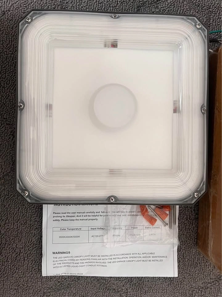 LED Canopy Light 100W, 10"x10" Square Garage Light - photo 2