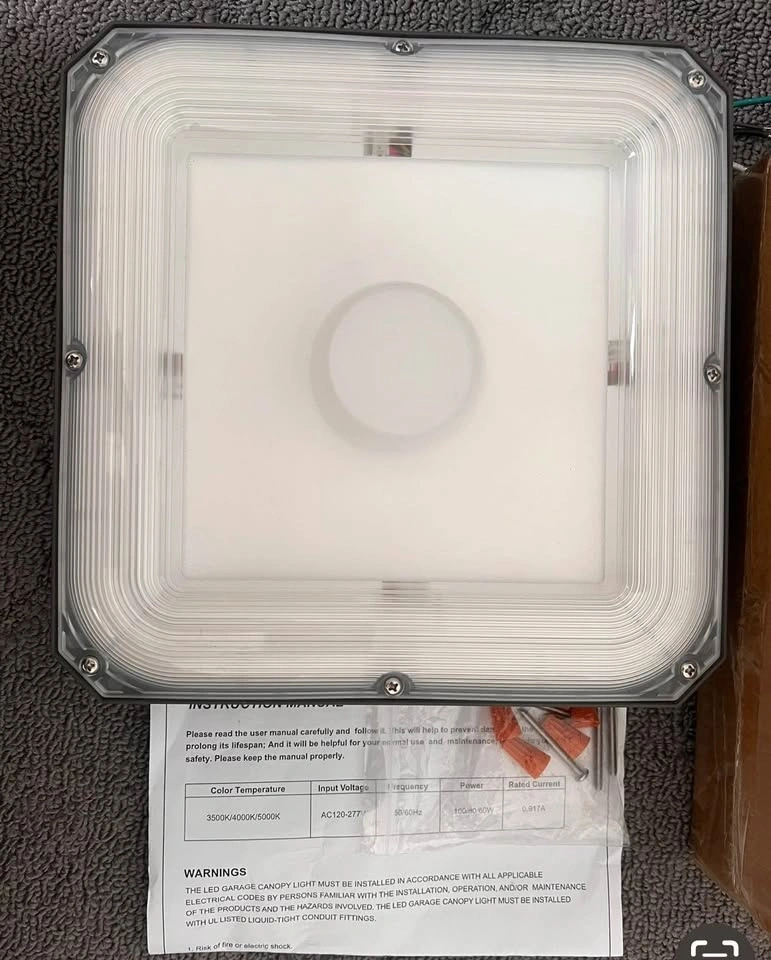 LED Canopy Light 100W, 10"x10" Square Garage Light - photo 5