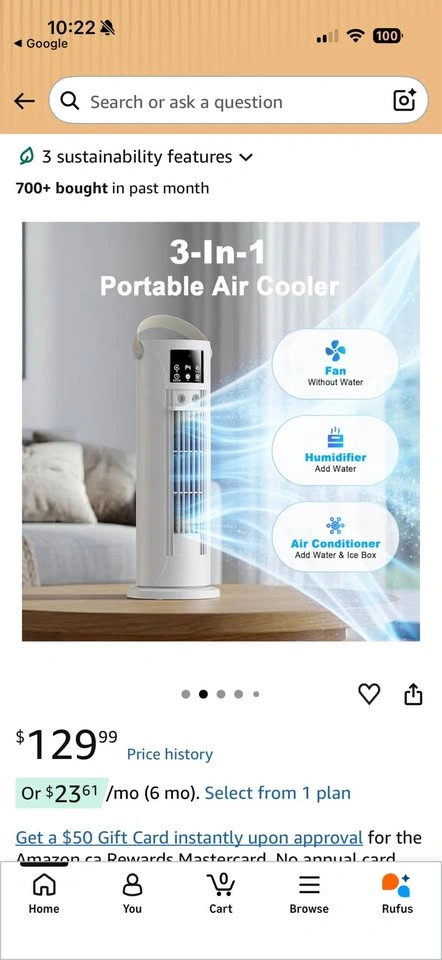 BNIB 3-In-1 Portable Air Cooler and Humidifier - photo 4