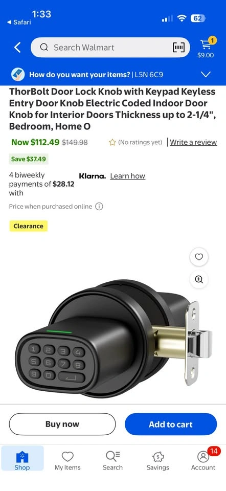 BNIB ThorBolt Door Lock Knob with Keypad Keyless Entry - photo 2
