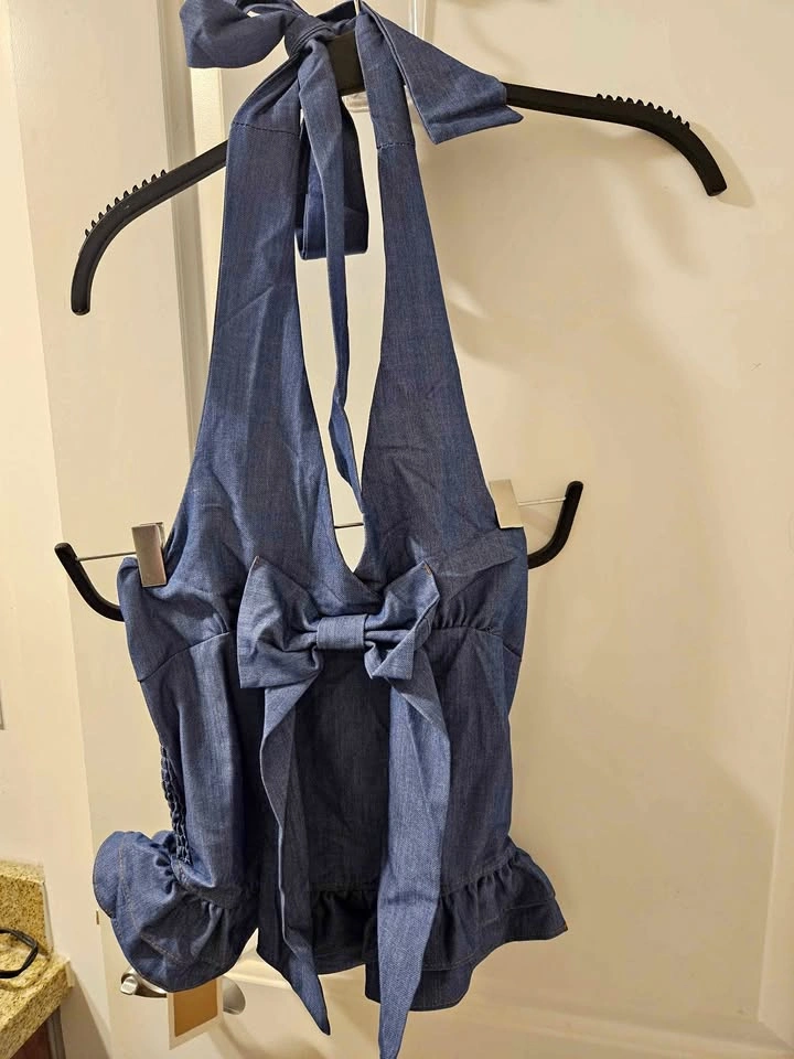 New S Denim Halter Neck Top