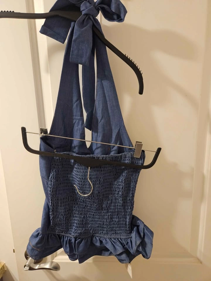 New S Denim Halter Neck Top - photo 2