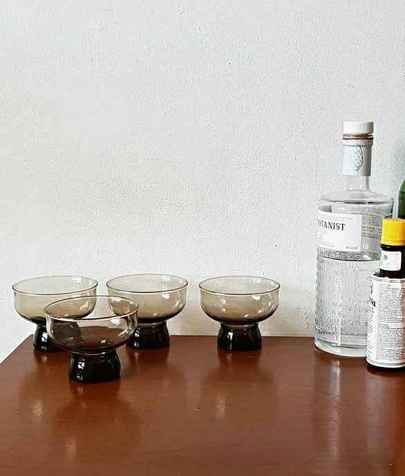 Vintage Stubby Smoked Glass Coupes