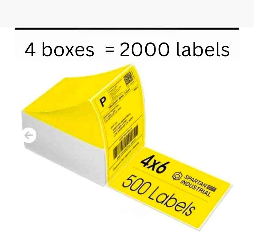 4 BOXES – Spartan Industrial 4x6 Yellow Thermal Labels - photo 2