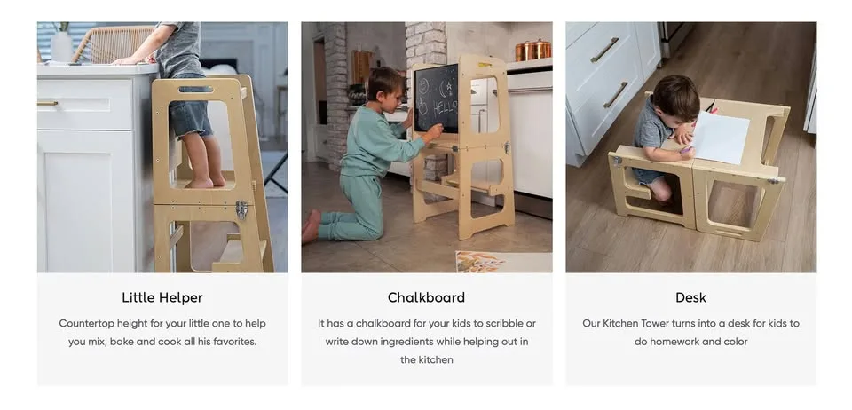 Orig $179 NEW Avenlur 4-in-1 Montessori Kitchen Tower/Desk/Stool image indicator(3)