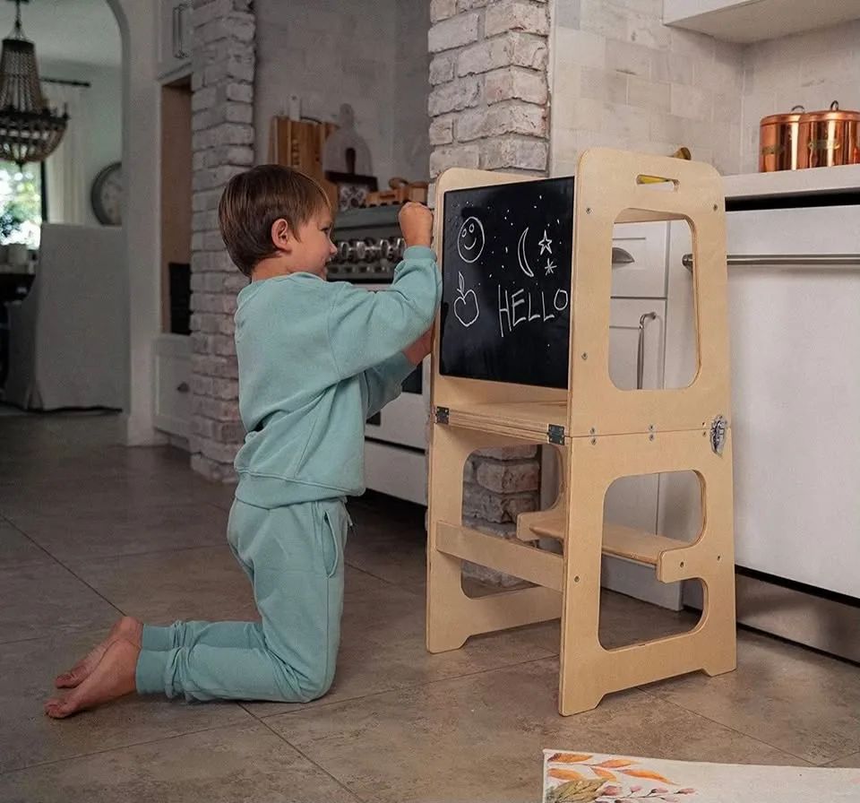 Orig $179 NEW Avenlur 4-in-1 Montessori Kitchen Tower/Desk/Stool image indicator(10)