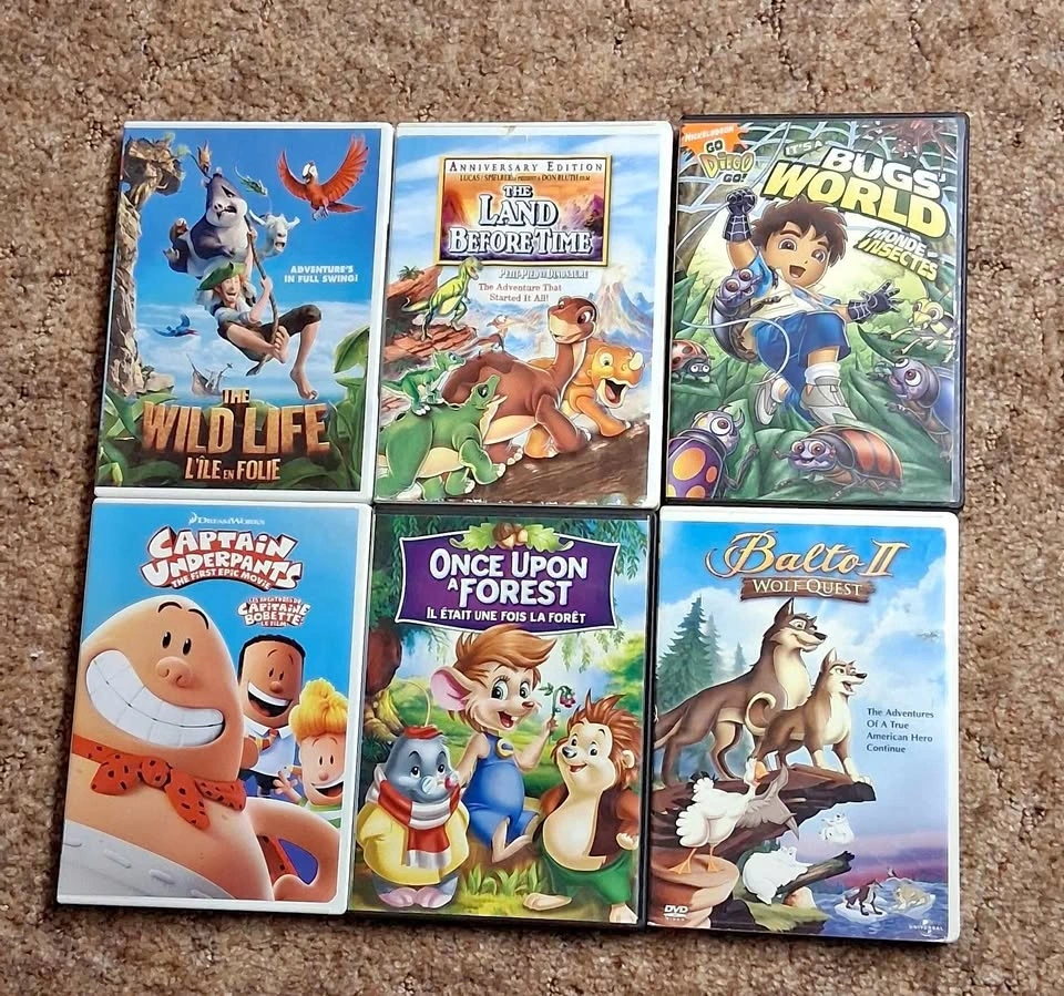 The Wild Life, Land Before Time, Bugs World, and more DVDs