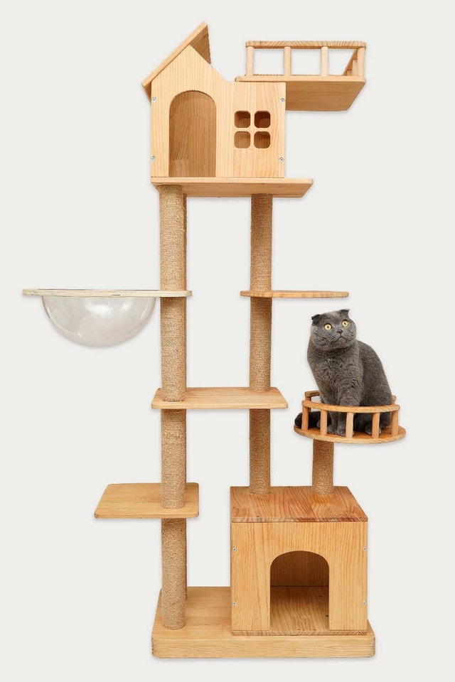 Solid Wood Cat Tree 180cm x 106cm