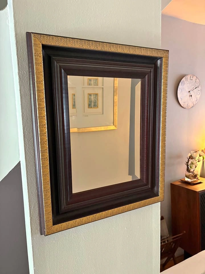 Elegantly Framed Vintage Beveled Wall Mirror – 18" x 15"