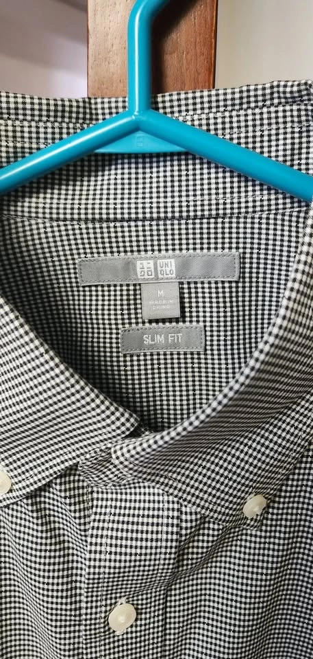 Uniqlo Black & White Checkered Dress Shirt - Medium - Slim Fit - photo 4