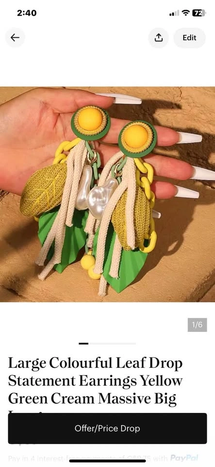 Large Long Chunky Statement Earrings Summer - photo 2