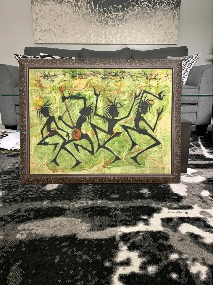 Vintage Kenyan African Batik Framed Wall Art