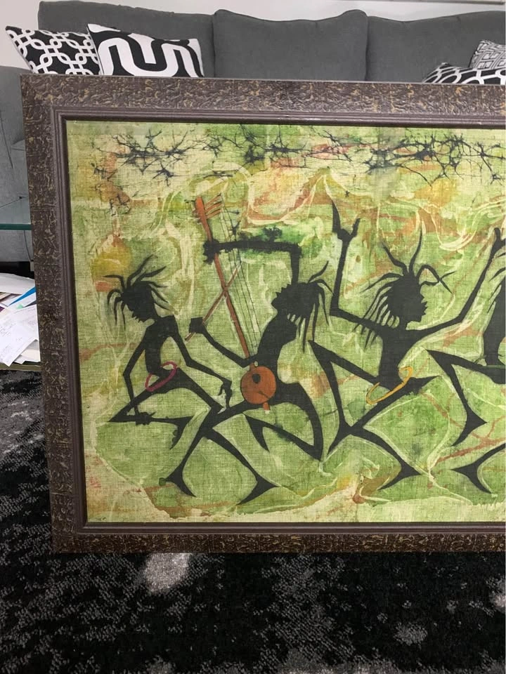 Vintage Kenyan African Batik Framed Wall Art - photo 3